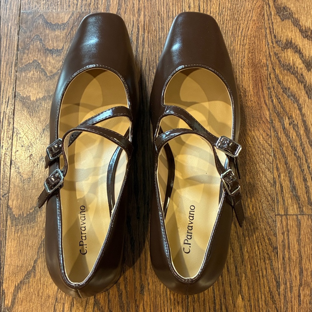 C.Paravano Double-Straps Block Heel Mary Jane (Alyssa A）
